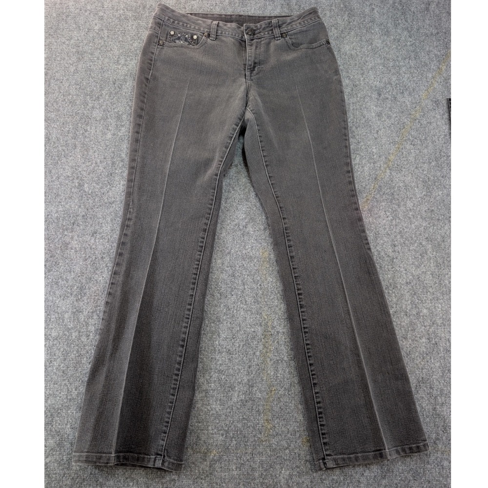 Style & Co Premium Bootcut Jeans Embroidered Pockets Grey Size 10